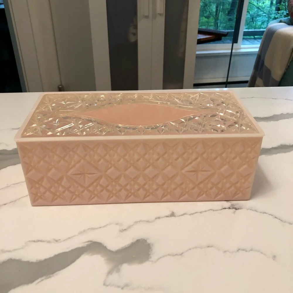 Vintage Starburst Atomic MCM Vanity Tissue Box and Lidded Powder Puff Container